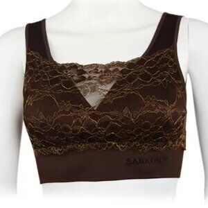 New SANKOM Support & Posture Bra! Coffee Colored Lacy! M-L